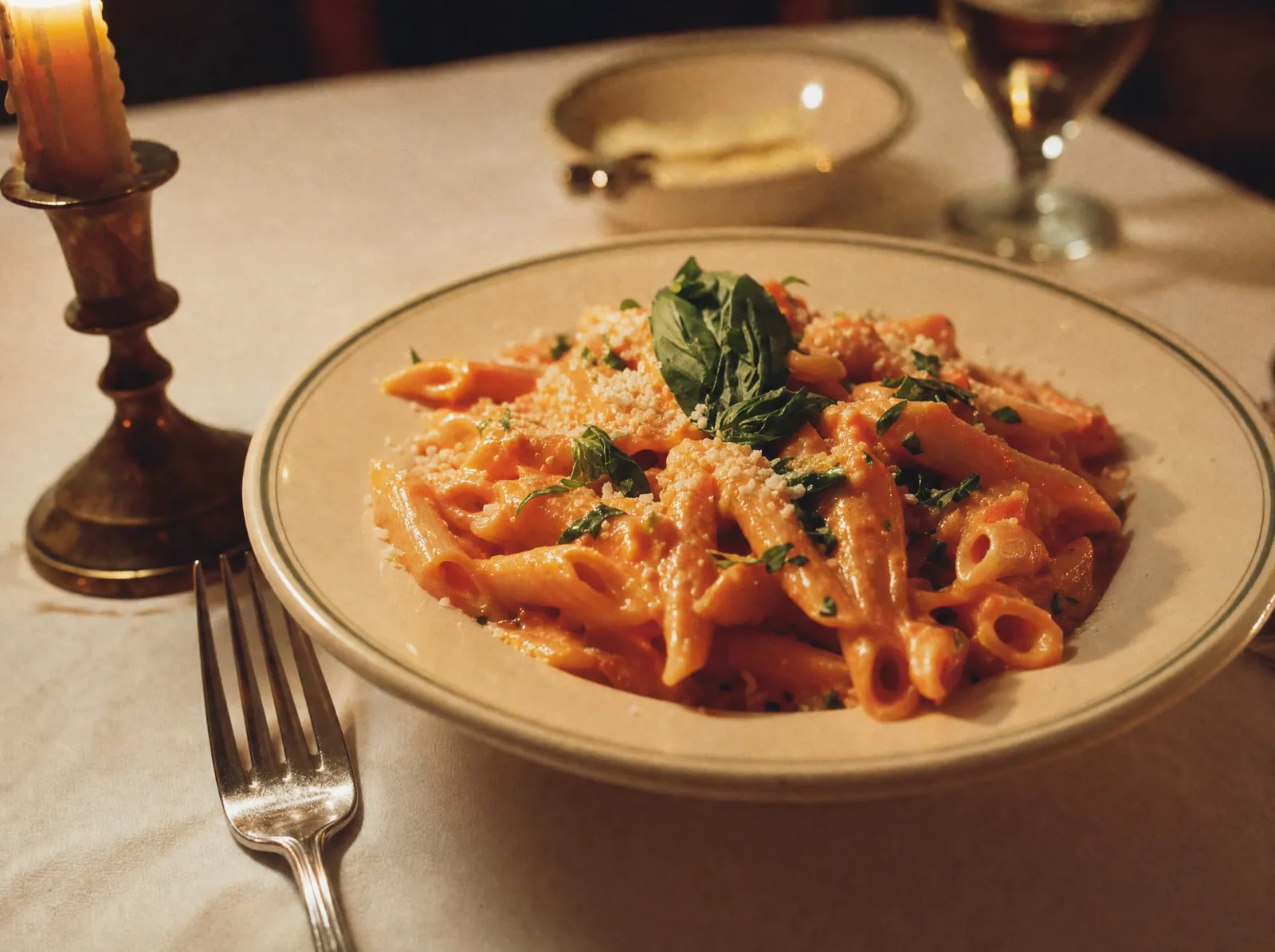 Penne alla vodka in a creamy blush tomato sauce
