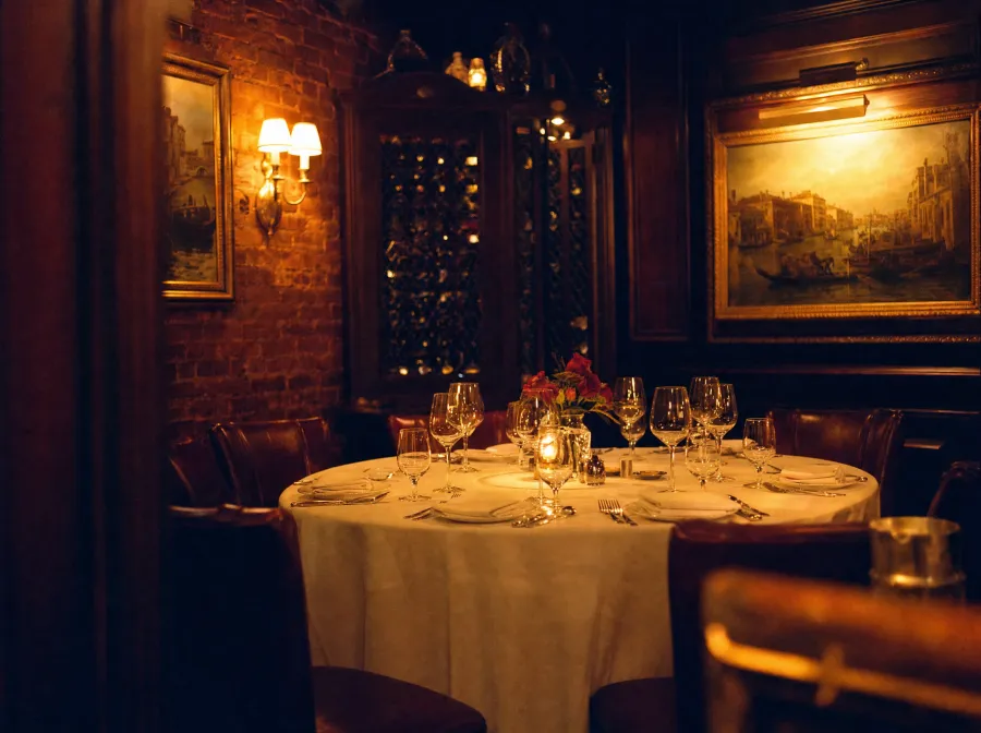 An intimate private dining room set for a celebration at GP's