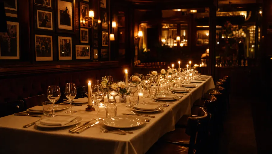 A long table elegantly set for a private catered celebration
