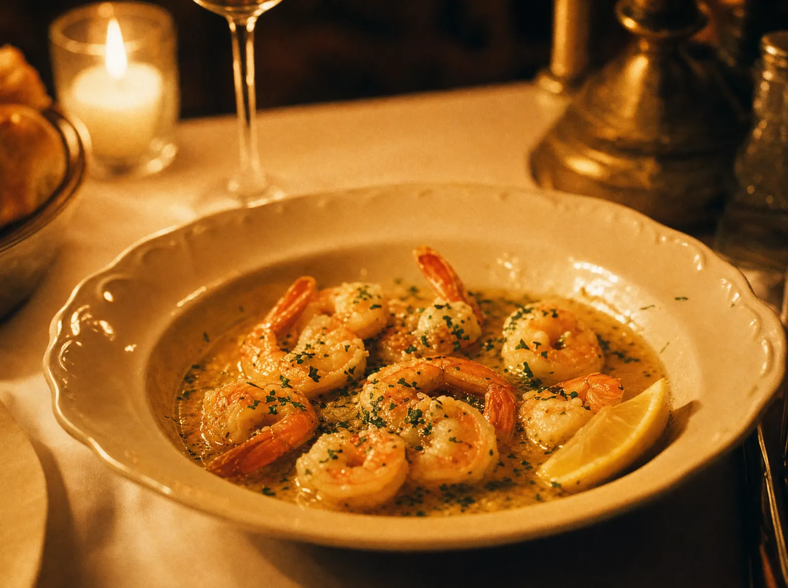 Shrimp scampi in a garlic, white wine and butter sauce